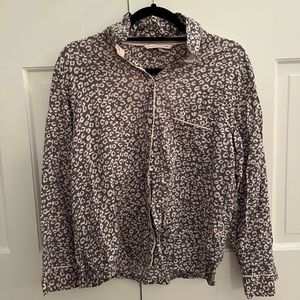 Victorias Secret Cheetah Button Down Pajama Top